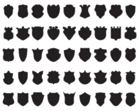 Black silhouettes of shields Stock Illustration