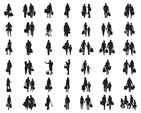 Black silhouettes of shopper Stock Illustration