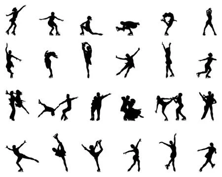 Black silhouettes of skating Stock Illustration