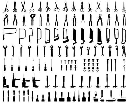 Black silhouettes of tools Stock Illustration
