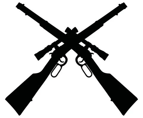 The black silhouettes of two repeating rifles Stock Illustration