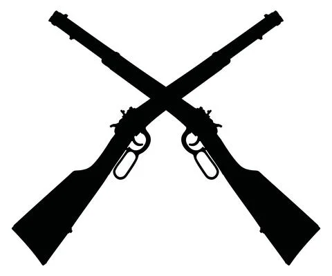 The black silhouettes of two repeating rifles Stock Illustration