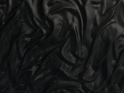 Black Silk Fabric Texture Background with Elegant Soft Waves and Folds Stock Illustration
