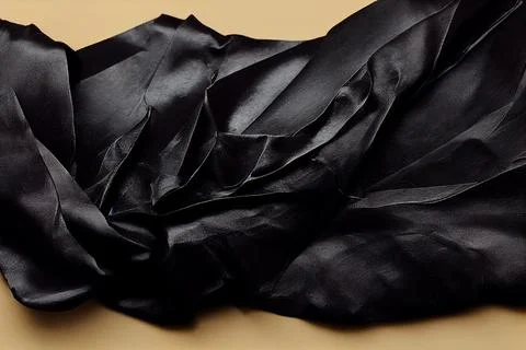 Black silk folded cloth background, luxurious fabric textile decoration. Stock Illustration
