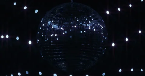 Black Silver Full Shot Mirrorball Disco Ball Dark Silver Black Stock Footage 48968938