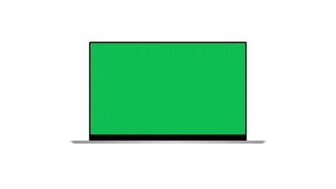 Black silver laptop open close animation with green screen display placeholder. Video stock 346388969