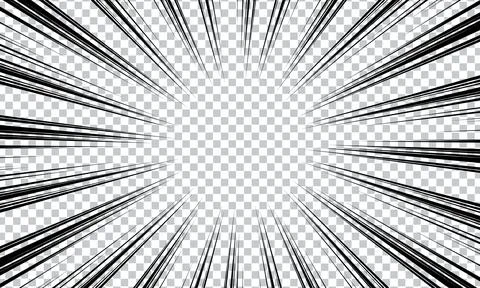 Black simple concentration lines on transparent background. vector illustrati Stock Illustration