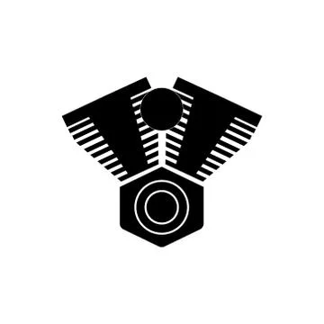 Black simple engine block illustration Stock Illustration