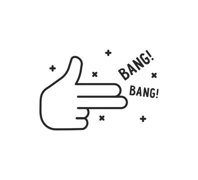 Black simple finger gun thin line icon Stock Illustration