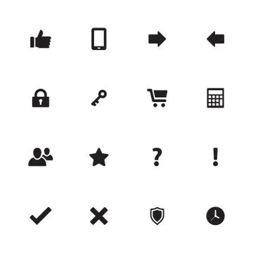 Black simple flat miscellaneous icon set Illustrazione stock