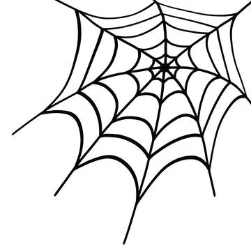 Black simple hand drawn spider web Halloween intricate design and natural beauty Stock Illustration