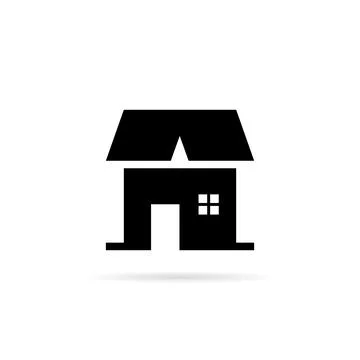 Black simple house icon with shadow Stock Illustration