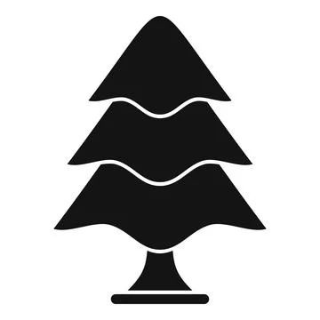 Black simple icon of fir tree growing in flat style Stock Illustration