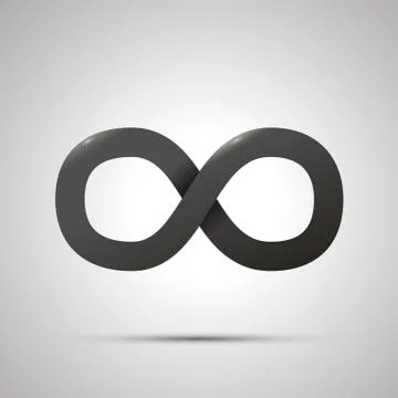 Black simple Infinity sign with shadow on white Stock Illustration