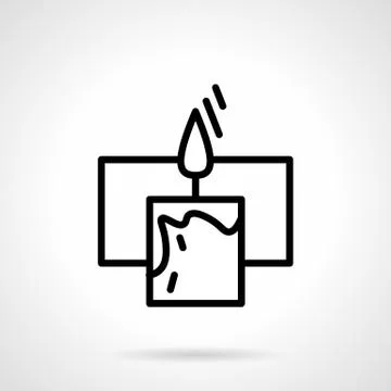 Black simple line candle with frame vector icon Stock Illustration