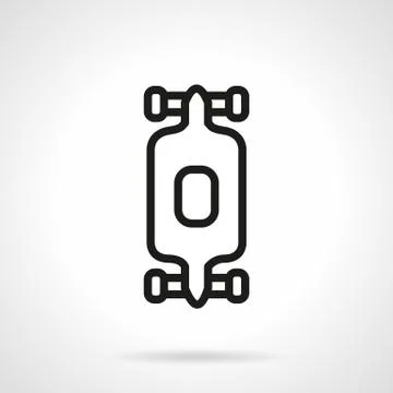 Black simple line longboard vector icon Stock Illustration