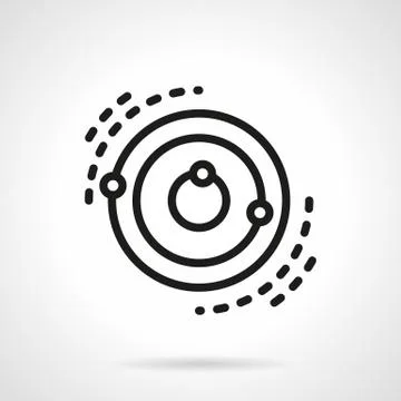Black simple line orbiting satellites vector icon Illustrazione stock