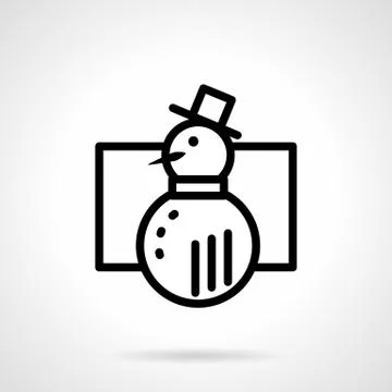 Black simple line snowman vector icon Stock Illustration