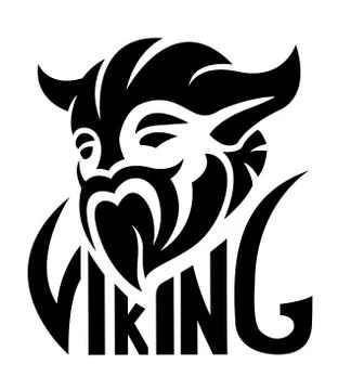 Black simple logo with viking Stock Illustration