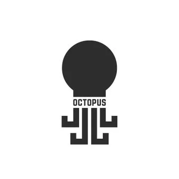 Black simple octopus logo isolated on white Stock Illustration