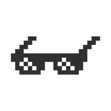Black simple pixel sun glasses vector icon Stock Illustration