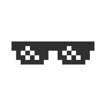 Black simple pixel sun glasses vector icon Stock Illustration