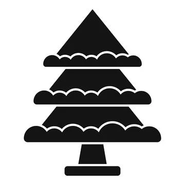 Black simple shape of three layered fir tree growing from wide base Stock Illustration