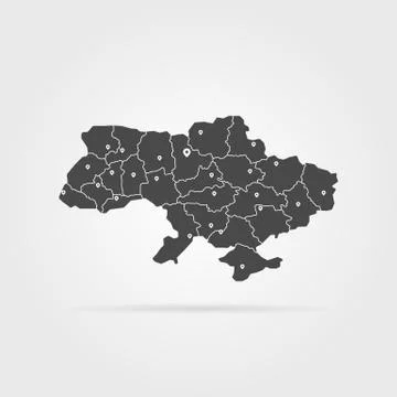 Black simple ukraine map pin with shadow Stock Illustration
