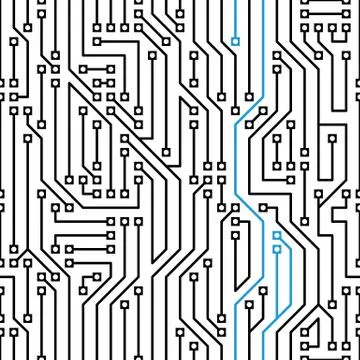Black simple vector circuit board seamless pattern イラスト素材