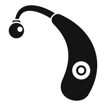 Black simple vector icon for hearing aid Stock Illustration