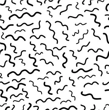 Black Simple Vector Seamless Pattern smooth wave or worm for background, bann Stock Illustration