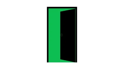 Black single door open close inward flat icon animation. Stock Footage 337903255