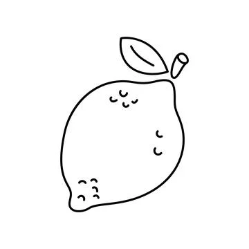 Black single fruit lemon line icon, simple fresh juicy flat design pictogram Stock-Illustration