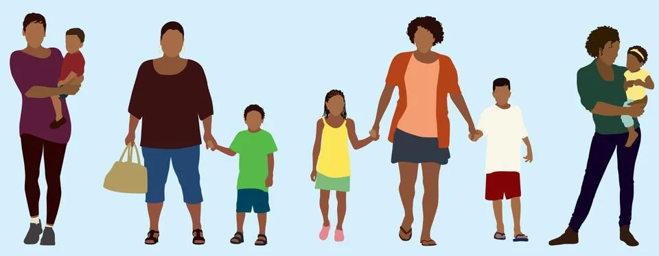 Black Single  Moms Stock Illustration