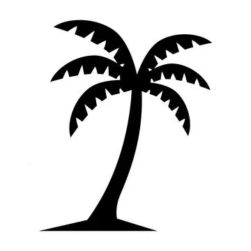 Black single palm tree silhouette icon isolated Stock Illustration