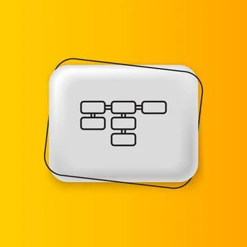 Black Site map icon isolated on yellow background. Silver rectangle button... Stock Illustration