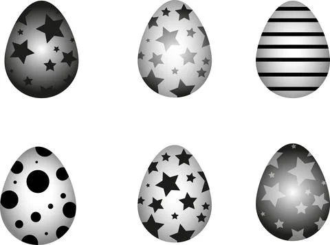 Black six chicken easter eggs Stock Illustration