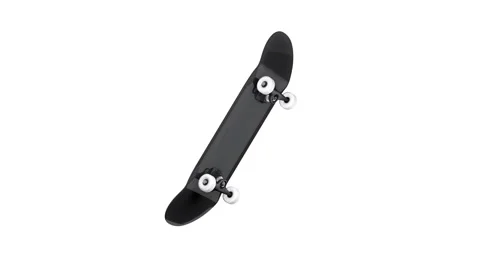Black skateboard isolated in withe and black background spinning on its axis. Stock Footage 297406932