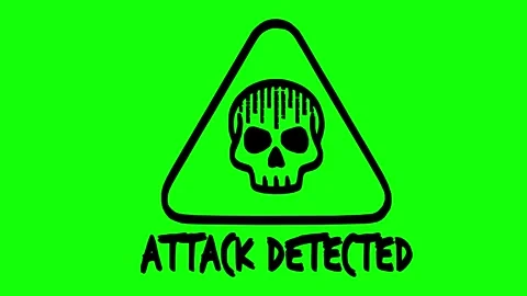 Black skull attack detected concept icon line boil effect animation 스톡 동영상 342830132