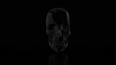 4K Black Skull on black mirror with refl... | Stock Video | Pond5