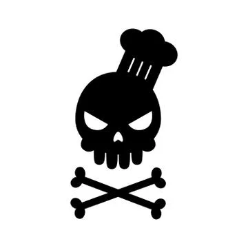 The Black skull with chef hat. Isolated Vector Illustration Stock Illustration
