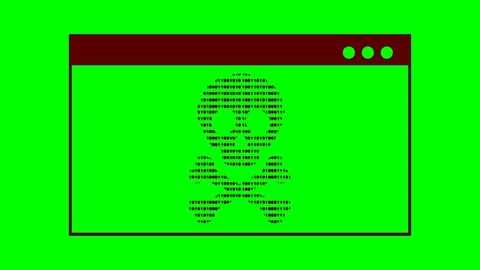 Black skull cmd binary code Stock Footage 339473035