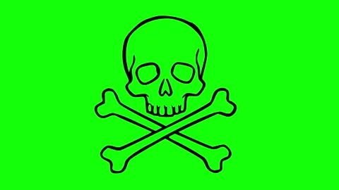Black skull crossbones line boil effect animation Stock Footage 337725060