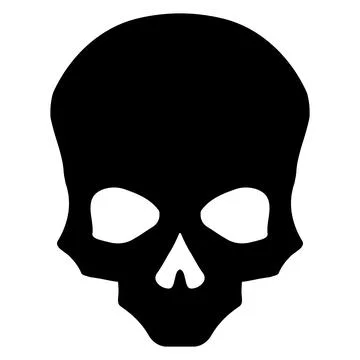 Black skull with crossed bones icon illustration. Comic style. Stock Illustration