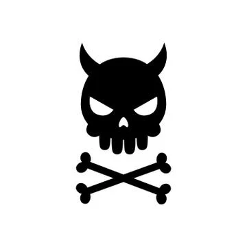 Black skull with devil horn. Isolated Vector Illustration Stockillustratie
