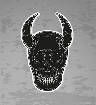 Black skull with horns Stock Illustration