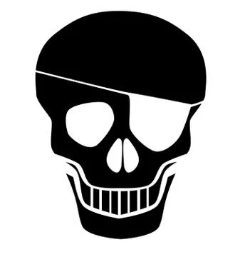 Black Skull Silhouette With Eye Patch 스톡 일러스트