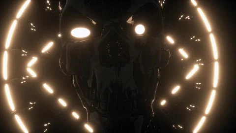 Black Skull Vortex VJ Loop - Abstract Cyberpunk 4K Motion Graphics Stock Footage 287857320