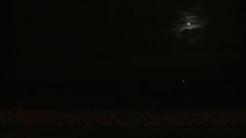 Black sky with the moon view at night Stock Footage 82410071