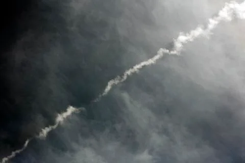 Black sky with white clouds dark mood space art fifty megapixels Stock Photos